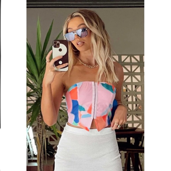 NWT Princess Polly Love All Strapless Crop Top in Multi Size 8 - Picture 2 of 10